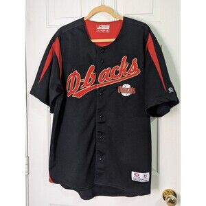 TrueFan MLB Arizona Diamondbacks Jersey LARGE Black Maroon Embroidered Logo